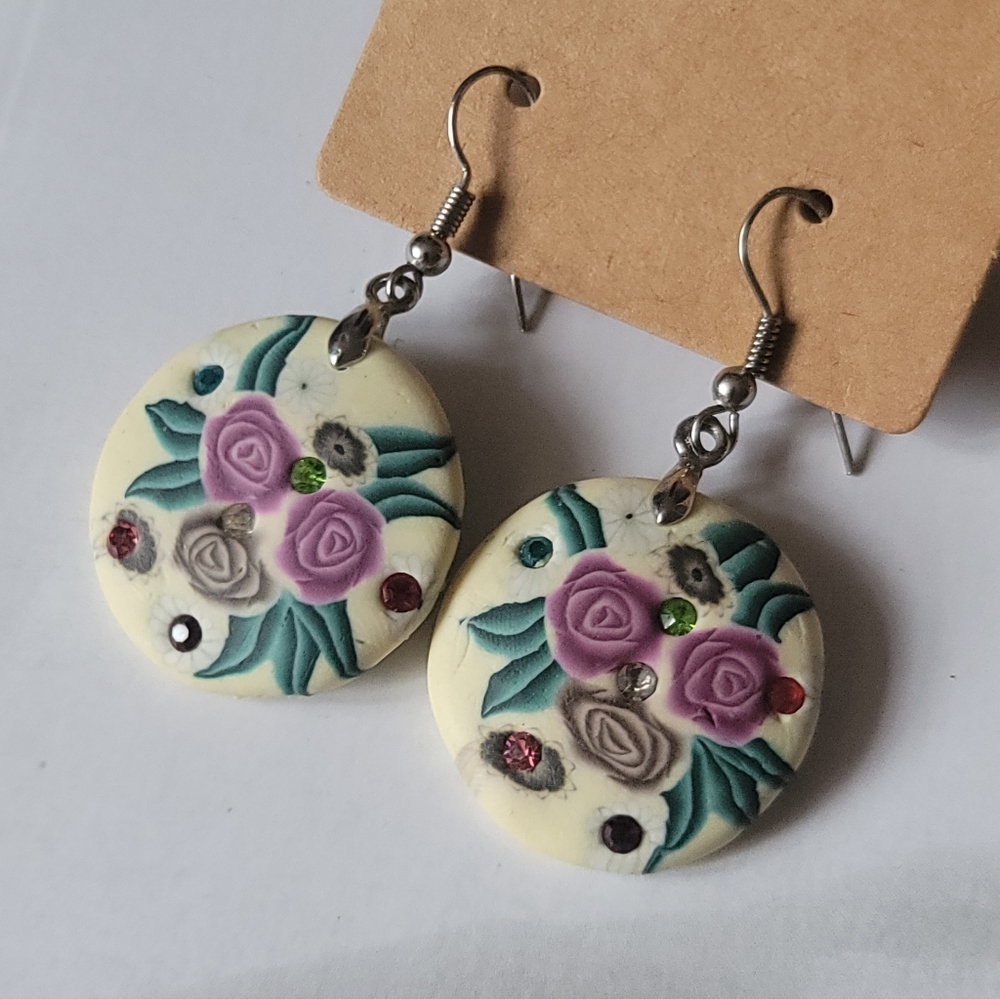 HAND CRAFTED Polymer Clay Floral Earrings